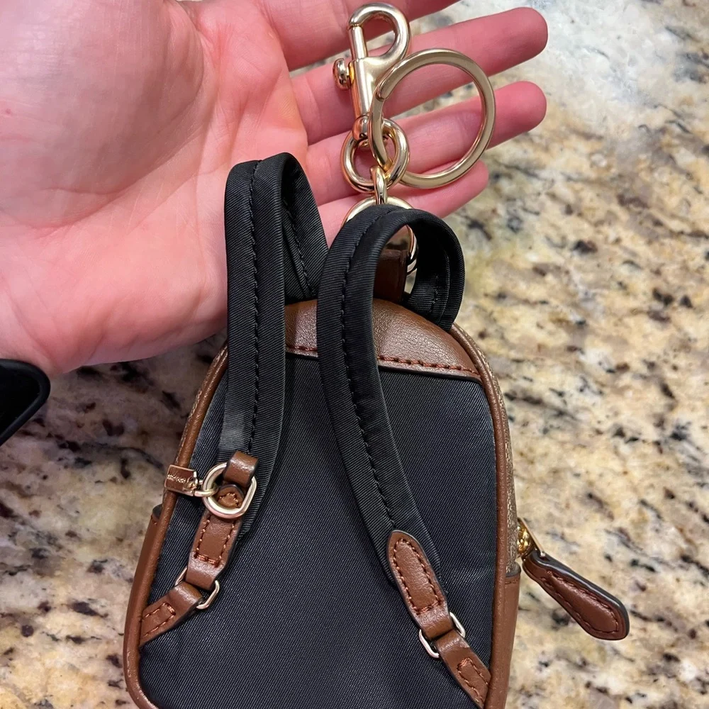 Coach Brown and Tan Mini Backpack Keychain - Picture 2 of 3